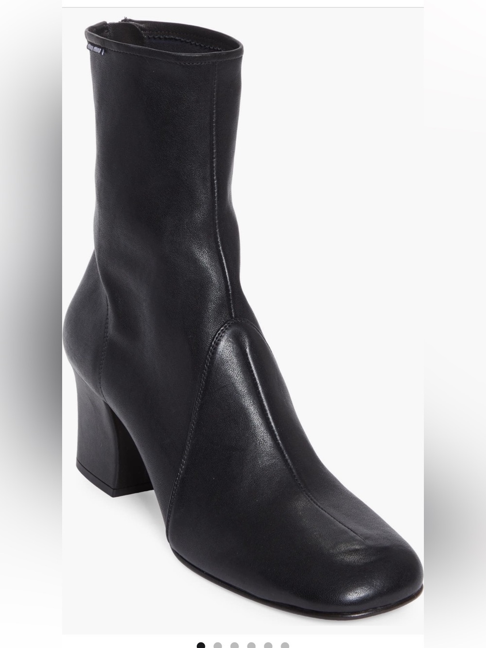 Miu Miu Black stretch leather booties block heel & square toe New 39.5EUR 9.5US